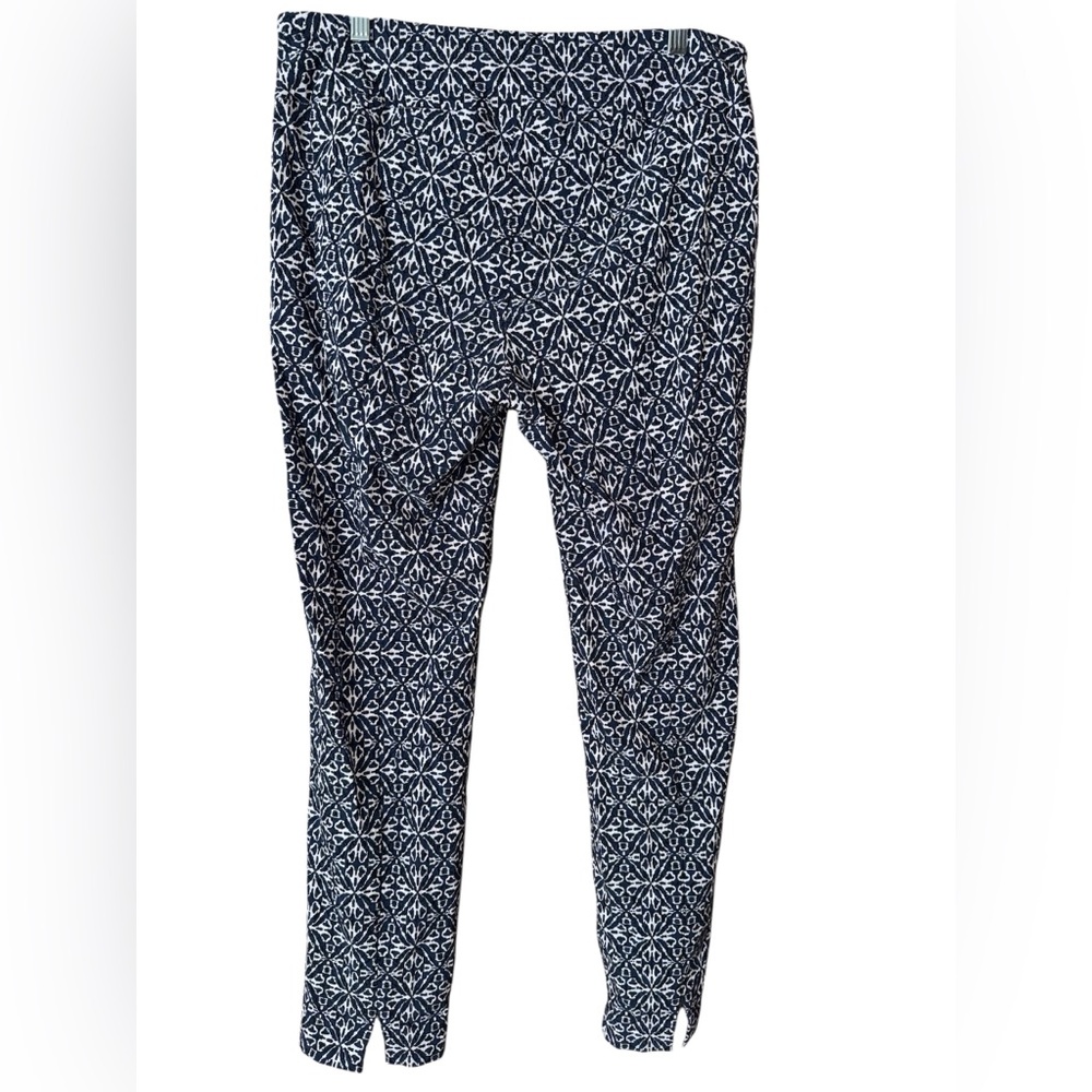 Elliott Lauren Pull-On Pants Women's 14 Blue White Black Comfy Casual Cropped - Picture 3 of 8